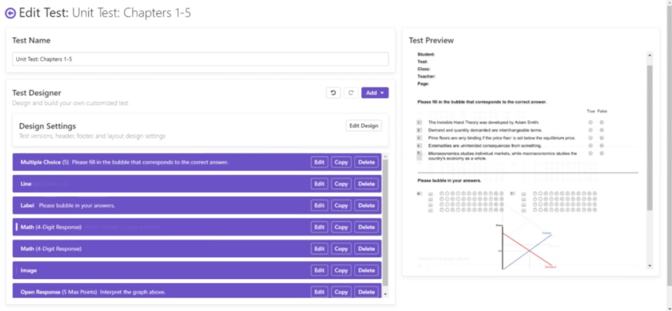 screenshot of Remark Test Grading